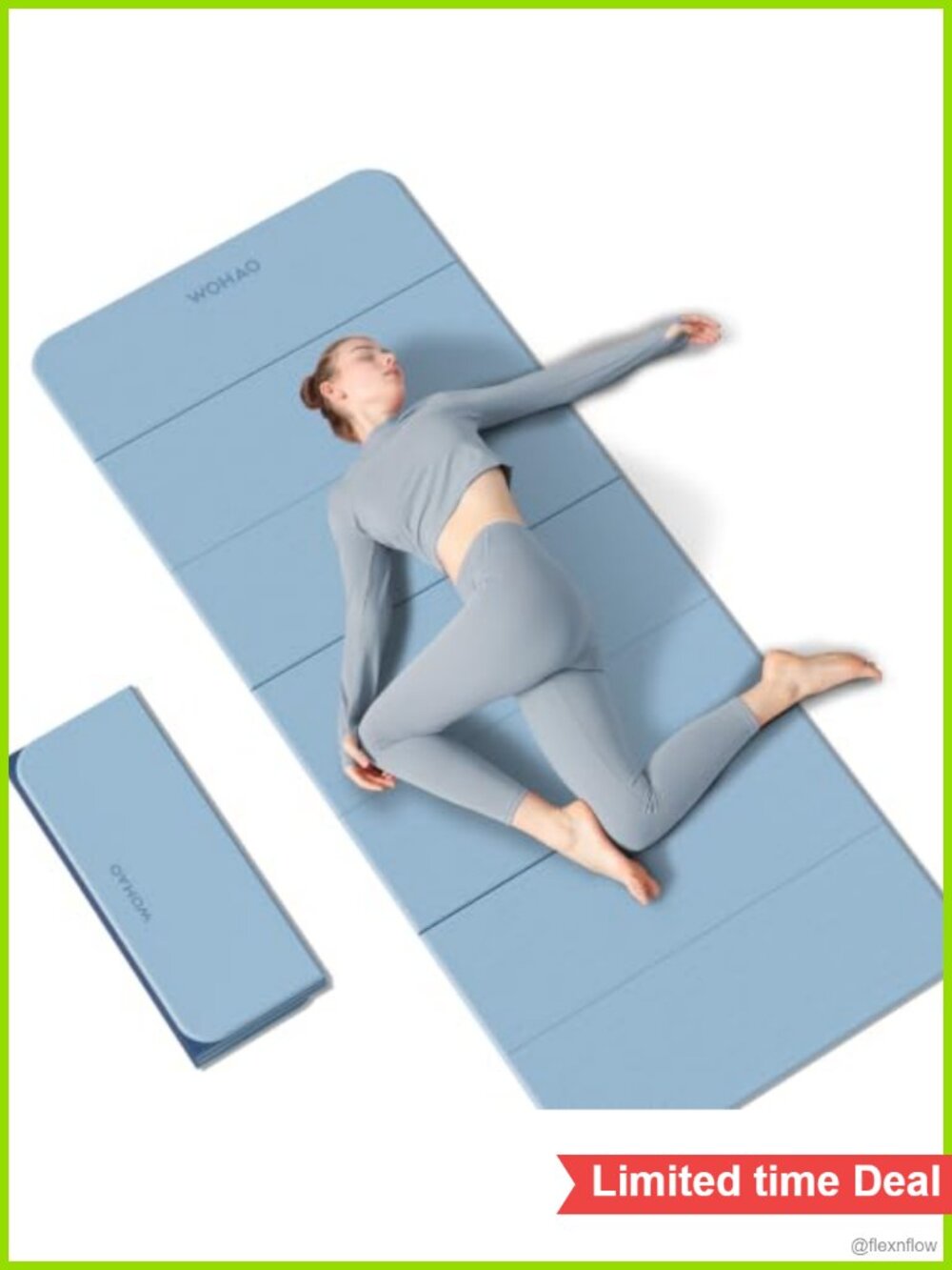 Foldable Yoga Mat 7-Fold 70x24 Inches 1/2 Inch Thick TPE Non-Slip Exercise Mat
